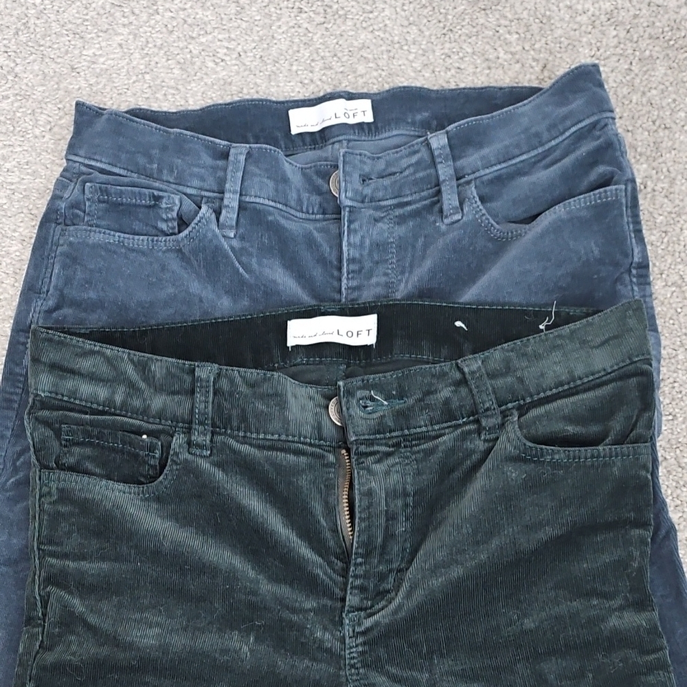 LOFT Corduroy Pants in Navy and Forest Green
